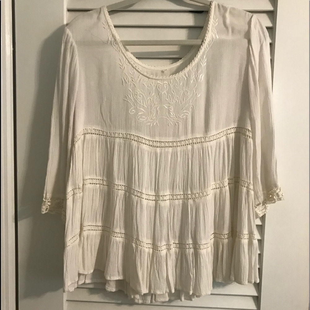 white long sleeve top